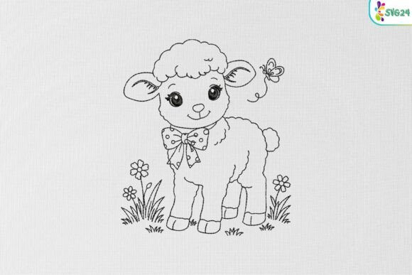 Cute Baby Lamb Embroidery Design