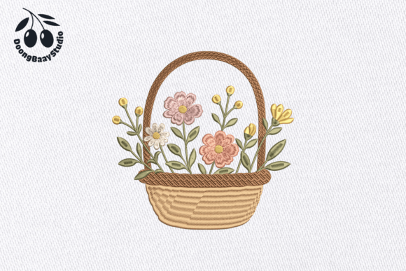 Floral Basket Embroidery Design